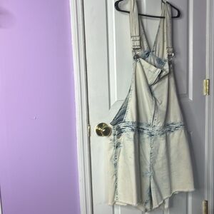Acid Wash Overall Shorts